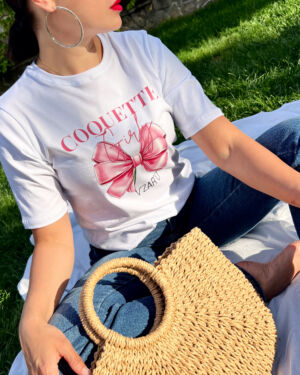 Дамска бяла свободна тениска Coquette Girly